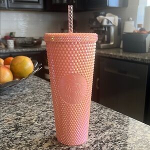 Starbucks Iridescent Peach Studded Tumbler Excellent Condition